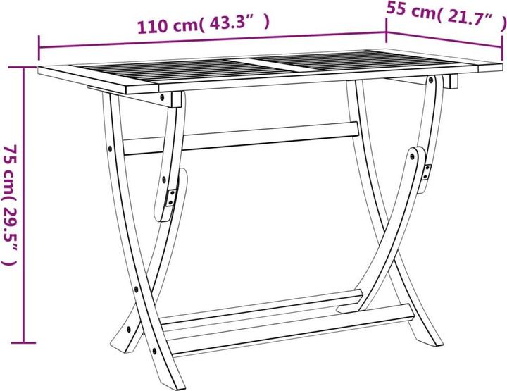 Produktbild VidaXL Gartentisch Klappbar Akazie (55 cm)