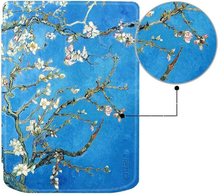 Actual product image Tech-Protect SmartCase case for PocketBook Verse / Verse Pro - blue with sakura flowers (Verse Pro)