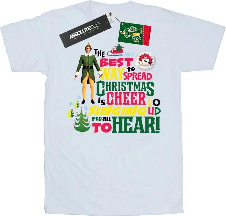 Actual product image Elf Womens/Ladies Christmas Cheer Cotton Boyfriend T-Shirt (S)