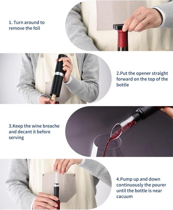 Immagine prodotto CircleJoy Cavatappi elettrico con tagliacapsule e versatore per vino (Cavatappi elettrico)