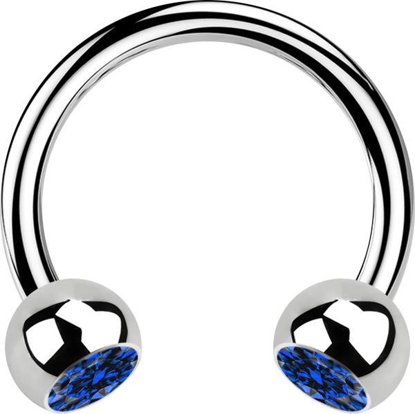 Produktbild Star Piercing Micro Circular Barbell silber mit zwei Kugeln Kristall dunkelblau (Chirurgenstahl 316L, ohne Messing)