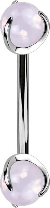 Immagine prodotto Star Piercing Filo interno in argento Micro Banana con due sfere di Opalite rosa incastonata (Mnerale, senza ottone, Titanio G23)
