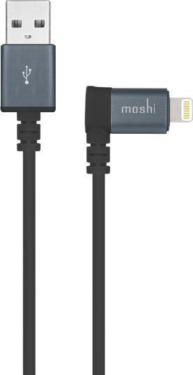 Image du produit Moshi Câble Lightning vers USB avec connecteur de 90 degrés - Noir (1.50 m, USB 2.0)