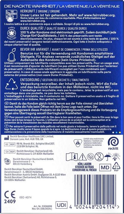Voedingswaarden en ingrediënten Durex Performa (10 Pcs.)