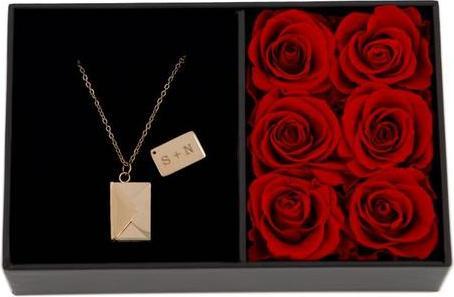 Produktbild TOP Personalisierbare Halskette Briefumschlag roségold in Rosenbox