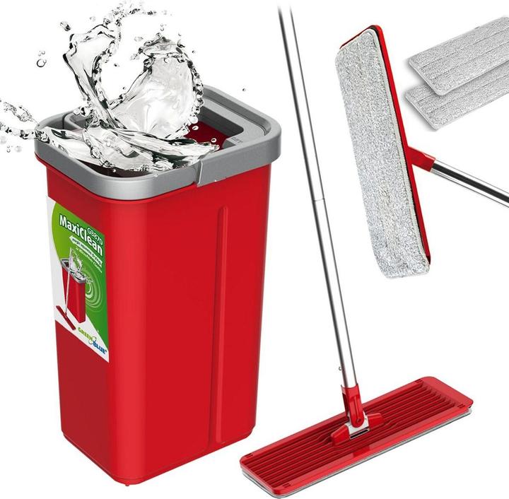 Actual product image Greenblue Flat broom + bucket + telescopic pole + 2 x Microfiber mat 5.7 L floor cleaning XXL set swivel head (1 pcs.)