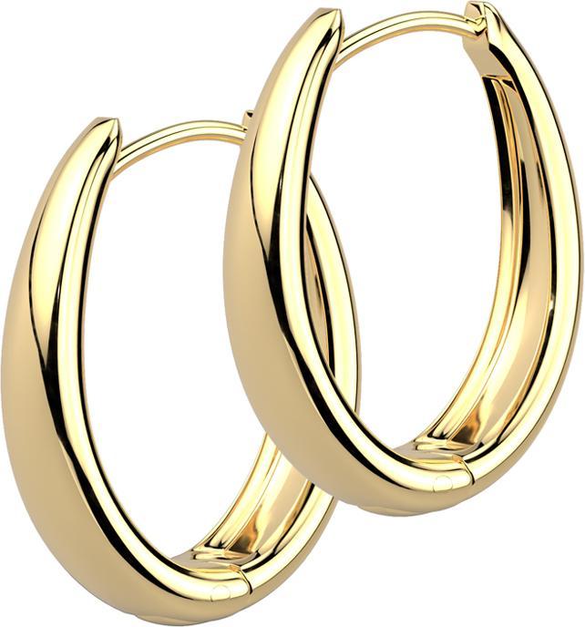 Actual product image Star Piercing Ohrring zum Klappen vergoldet Oval breit (without brass, Surgical steel 316L)
