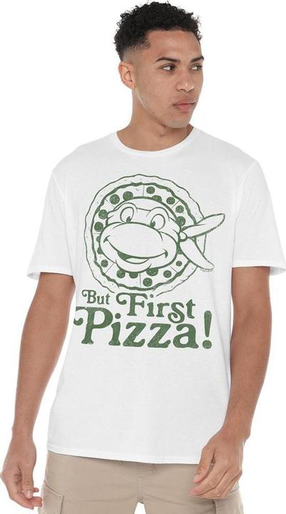 Actual product image Teenage Mutant NT Mens But First Pizza T-Shirt (4XL)