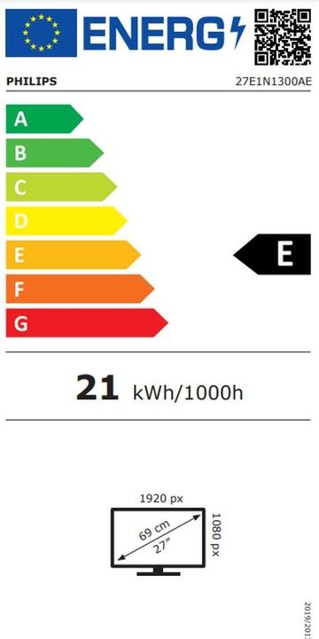 Energy Label Philips 27E1N1300AE/00 (1920 x 1080 pixels, 27")