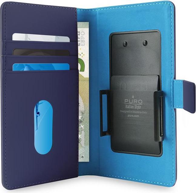 Actual product image Puro Universal Etuo for smartphones with 5.1-inch screen, blue (UNIWALLET3BLUEXL) (Universal)