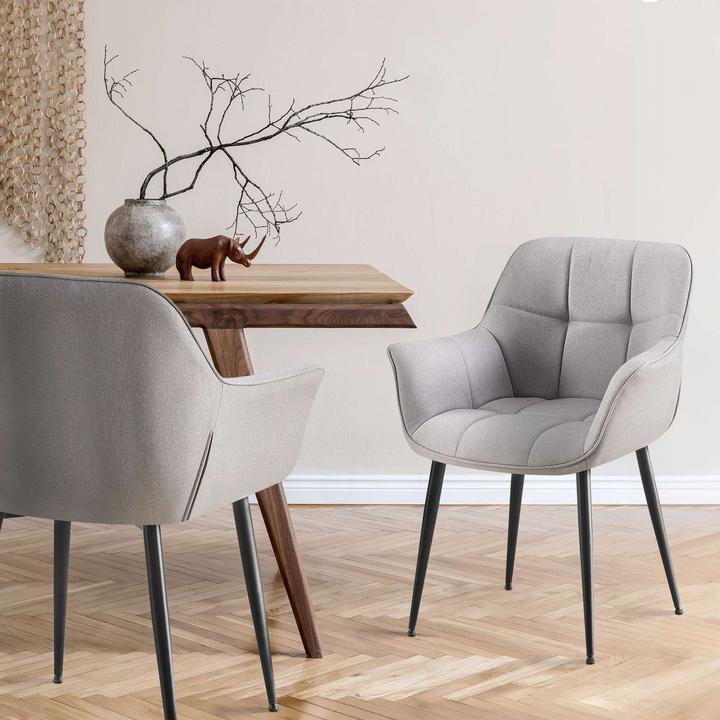 Image du produit Swisshandel24 Chaise de salle à manger Roseville Tissu, gris