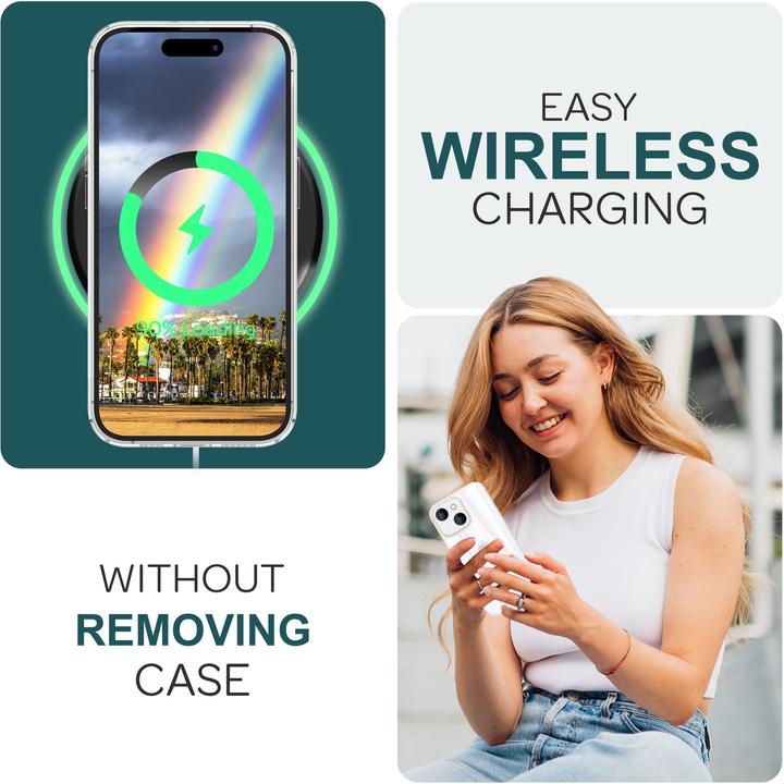 Actual product image Nalia Clear tempered glass cover rainbow effect (Apple iPhone 15 Plus)