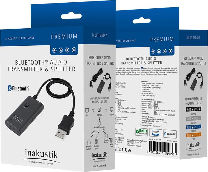 Immagine prodotto Inakustik Trasmettitore audio Bluetooth e splitter (Emittenti)