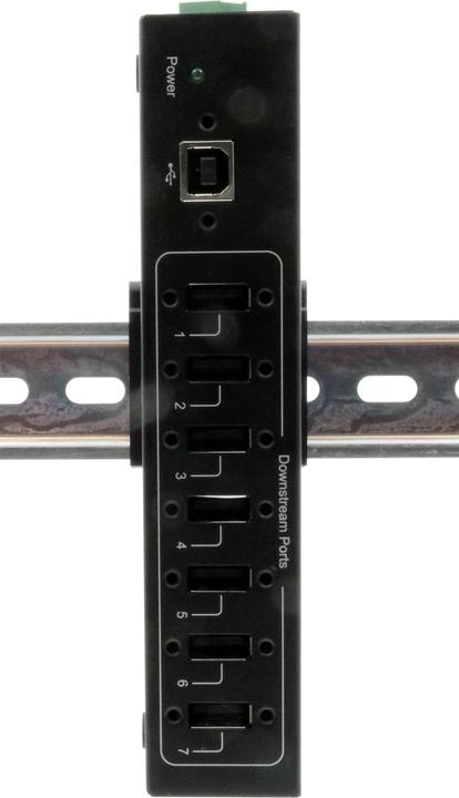 Image du produit Exsys Hub métallique 7 ports USB 2.0, pour montage sur table, mural ou sur rail DIN, USB 2.0 inclus (USB-B, 7 Ports)