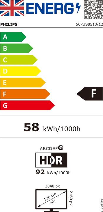 Label énergétique Philips TV (50", QLED, 4K)