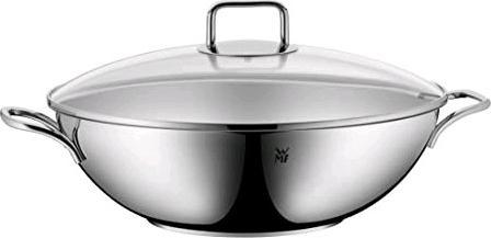 Produktbild WMF Wok Set 4tlg Wokpfanne 36cm 4,5l Glasdeckel Induktion Edelstahl (36 cm, Wok Pfanne, Edelstahl)