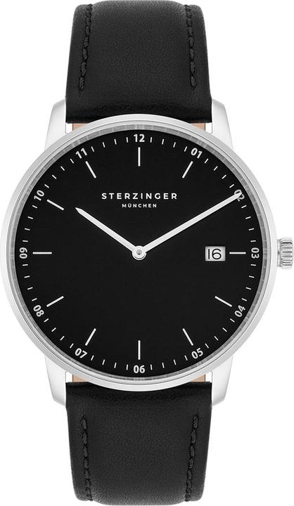 Image du produit Sterzinger Montre à quartz pour homme en cuir véritable noir - 30498 (Montre analogique, 38 mm)