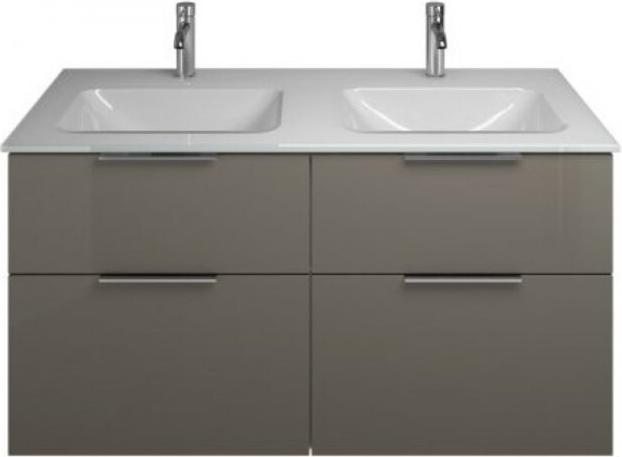 burgbad Eqio Glas-Doppelwaschtisch inklusive Waschtischunterschrank, Breite 1220 mm