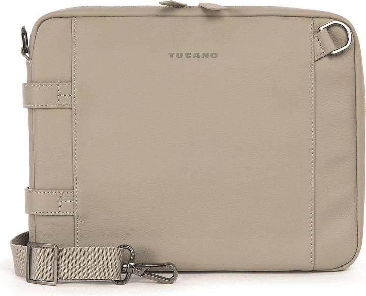Produktbild Tucano Tema Cross-Body, Tablettasche aus Leder für iPad mini, Tablets bis 8 Zoll, hellgrau