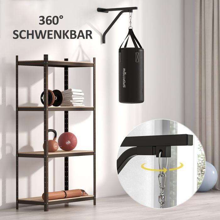 Actual product image Swisshandel24 Boxsack Wandhalterung Boxsack Ständer mit Handschuhen, Stahl, Schwarz