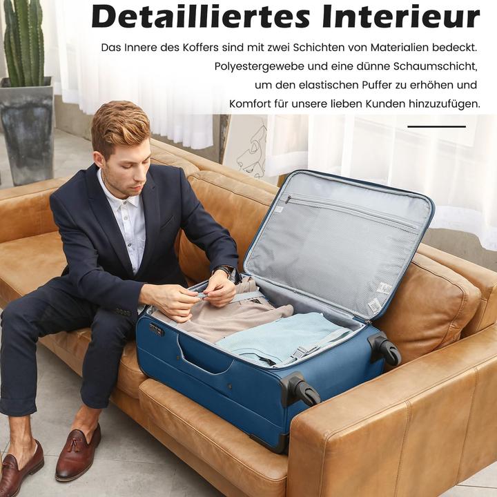 Immagine prodotto Coolife 2-teiliges Handgepäck-Kofferset (38 l, M (50 - 90l))