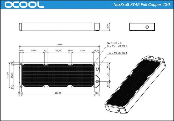 Produktbild Alphacool NexXxoS XT45 Full Copper 420mm (140 mm)
