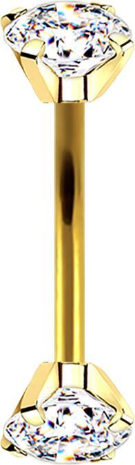 Produktbild Hollywood Body Jewelry Micro Banane vergoldet Innengewinde mit zwei Kristalle silber gefasst (ohne Messing, Titan G23)