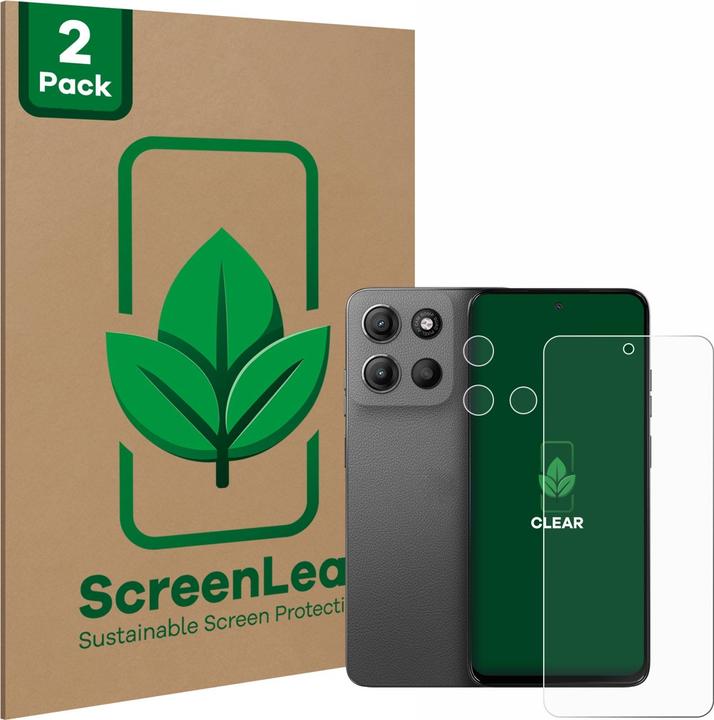 Produktbild ScreenLeaf Schutzfolie nachhaltiger Displayschutz Display Schutz Folie Klar Transparent (2 Stück, Motorola Moto C)