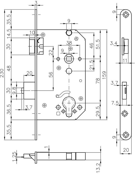 Actual product image MSL Panic security mortise locks CASA-Alpha 1717 PBa-ZF (Mortise lock)