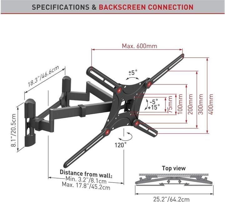 Immagine prodotto Barkan WH 464 (Muro, 90", 60 kg)