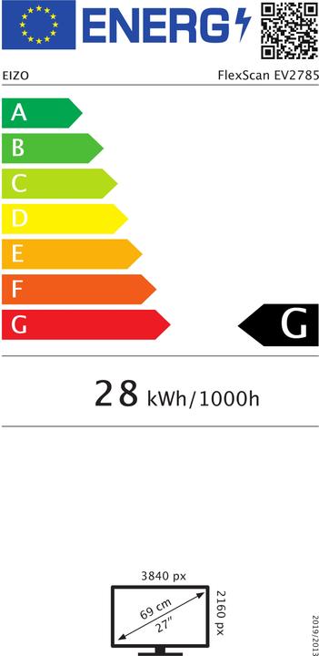 Energie-Label Eizo FlexScan EV2785 68,6 cm (27 Zoll) 3840 x 2160 Pixel 4K Ultra HD LED Schwarz (3840 x 2160 Pixel, 27")