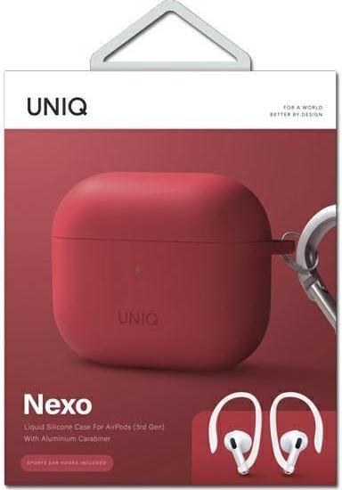 Immagine prodotto Uniq etui Nexo AirPods 3 gen + ganci auricolari in silicone czerwony/corallo (Borsa per cuffie)