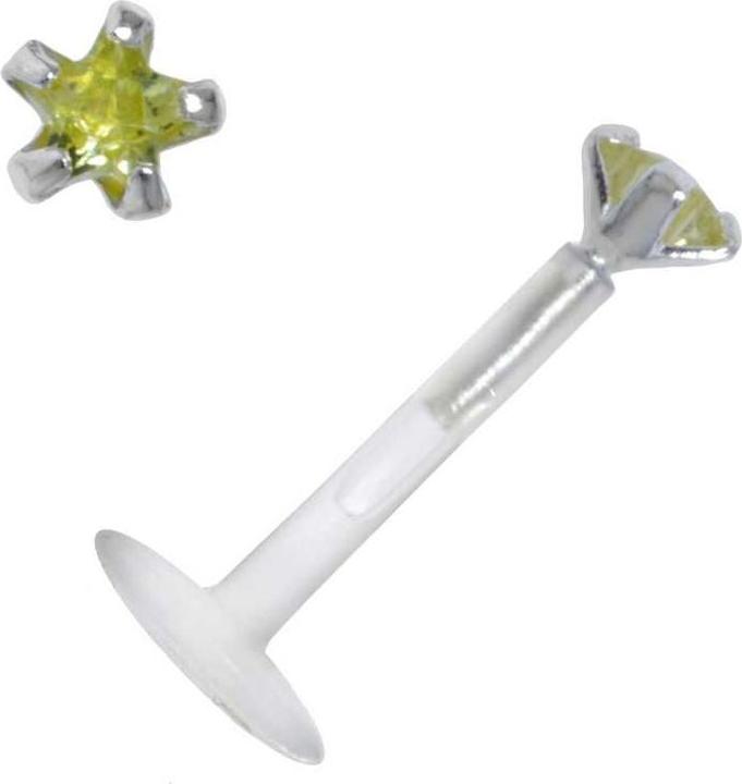 Bijouteria Piercing für Lippe/Tragus (Bioplast, Silber 925, Zirkonia)