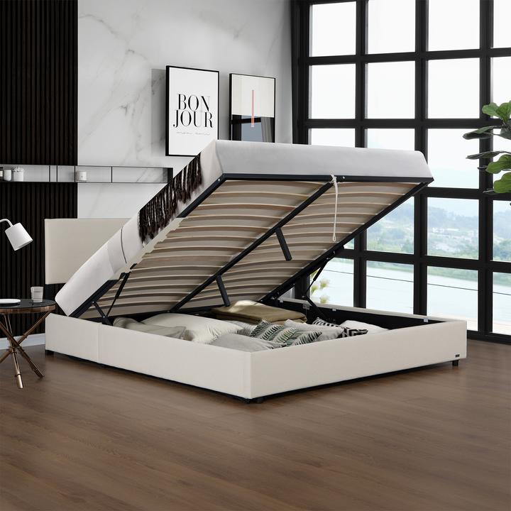 Produktbild Corium Polsterbett Juva Cord mit Lattenrost 180x200 cm Beige (180 x 200 cm)