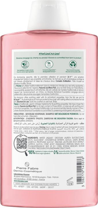 Produktbild Klorane Beruhigendes Shampoo mit BIO-Pfingstrose (400 ml, Flüssiges Shampoo)