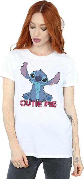 Actual product image Disney Womens/Ladies Lilo And Stitch Stitch Cutie Pie Cotton Boyfriend T-Shirt (XXL)