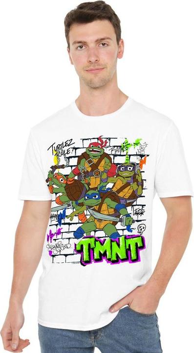 Actual product image Teenage Mutant NT Mens Brick Wall Poster T-Shirt (M)