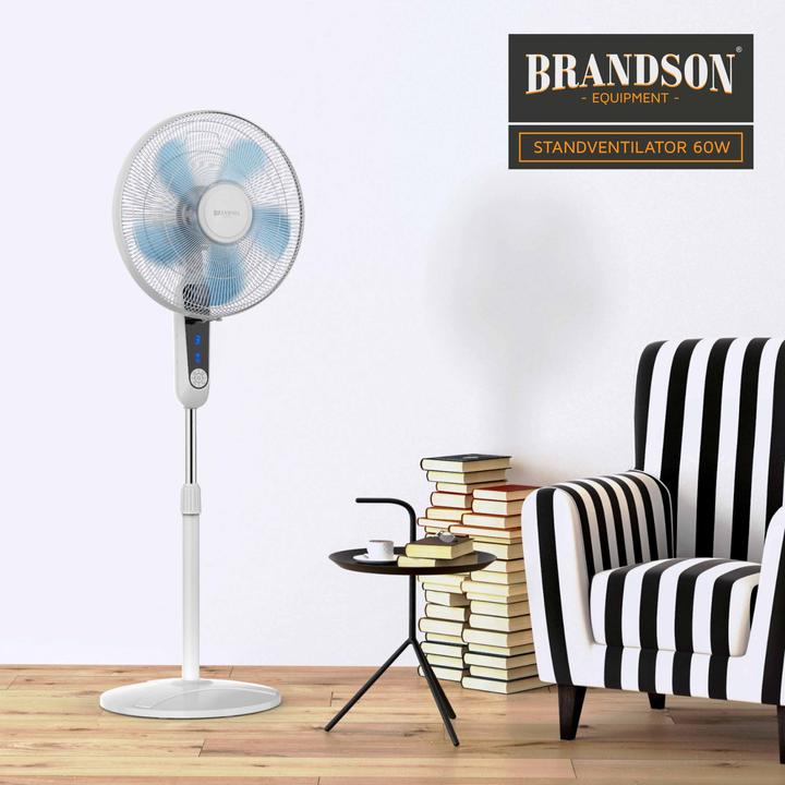 Actual product image Brandson Pedestal fan 40 cm Ø, remote control, display, oscillation, height & head adjustable, 60W, white (57 dB)