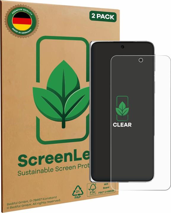 Productafbeelding ScreenLeaf Schutzfolie nachhaltiger Displayschutz Display Schutz Folie Klar Transparent (2 Stuk, Oppo Find X5)