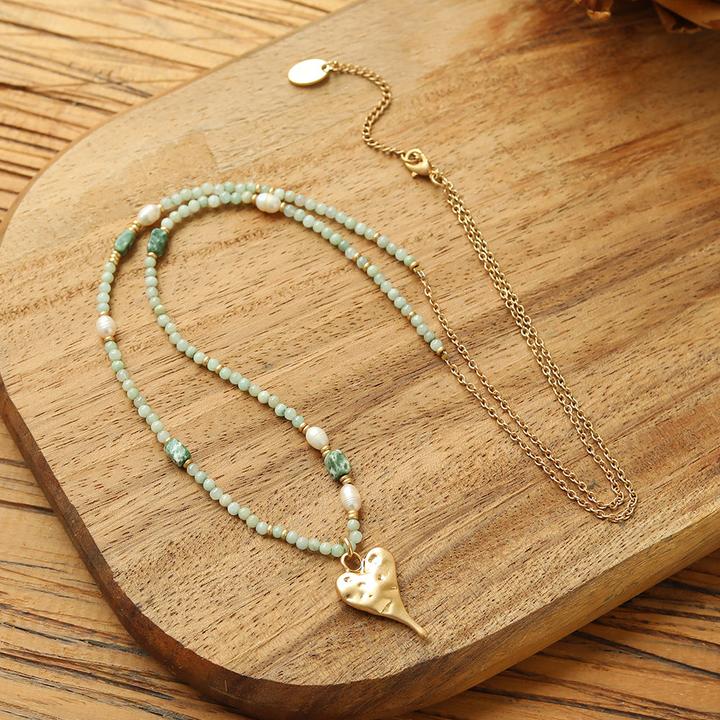 Produktbild Andreani Halskette mit kleinem Herzanhänger aus echter natürlicher Jade (goldfarbig) (Steine)