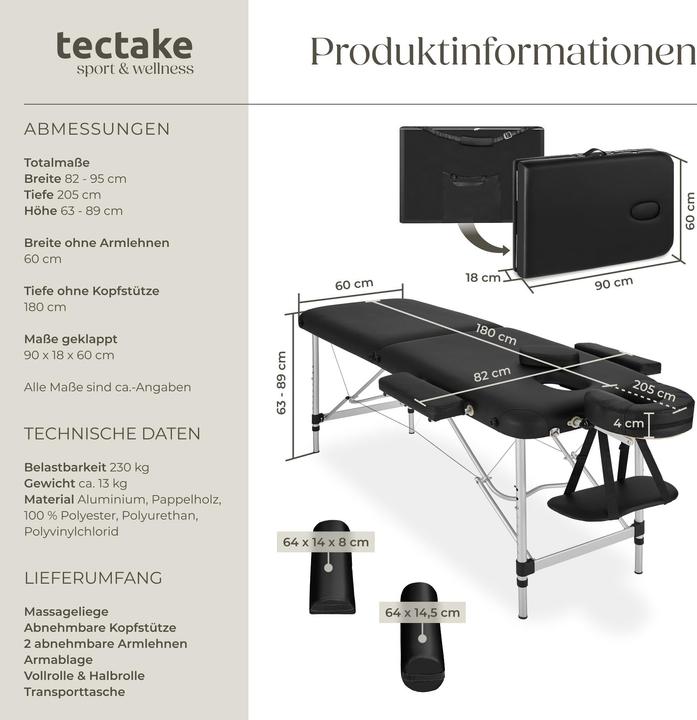 Actual product image tectake 2 zone massage table
