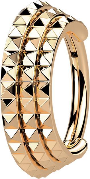 Actual product image Star Piercing Micro segment ring hinged rose gold lateral three lines pyramids (Surgical steel 316L, without brass)