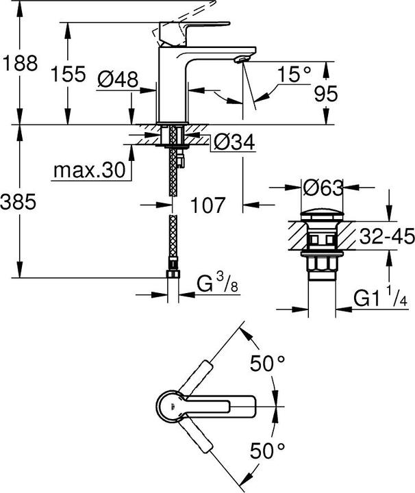 Actual product image Grohe Single-lever basin mixer LINEARE 1/2inch XS-size supersteel