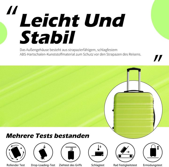 Produktbild Coolife 3-teiliges Hartschalen-Koffer-Set (93 l, Handgepäck (bis 50l), M (50 - 90l), L (90 - 115l))