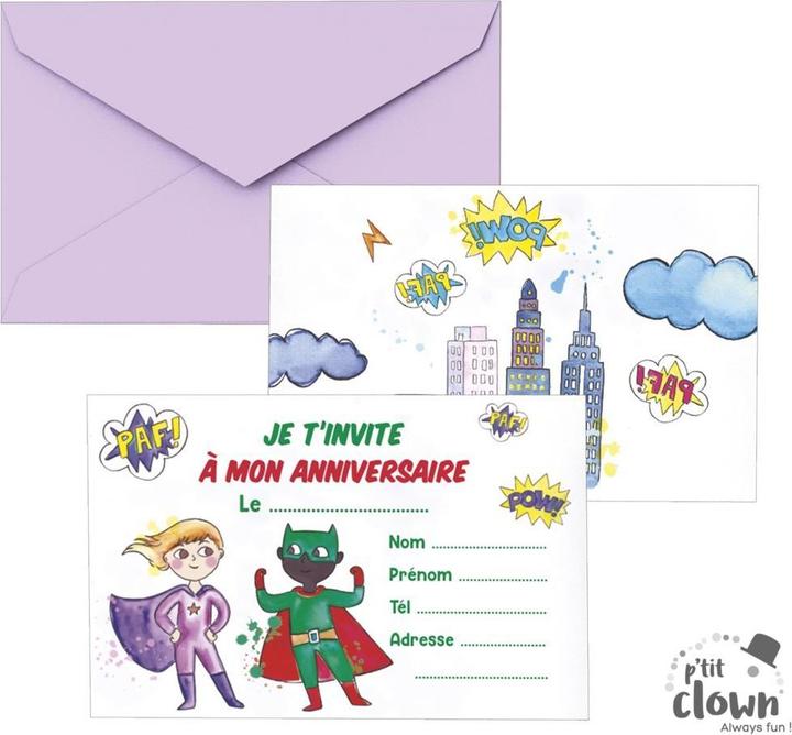 Actual product image P'tit Clown Superhelden Einladungen (8 pcs.)