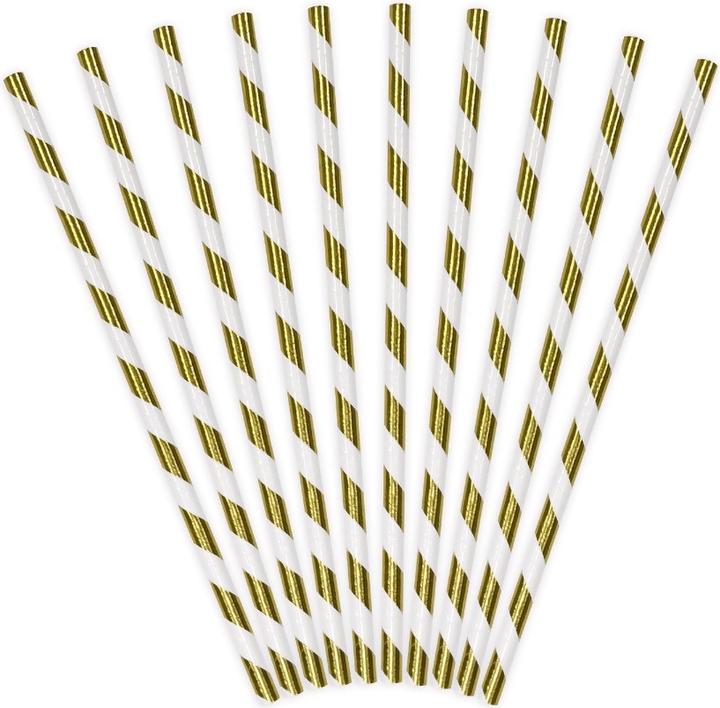 Actual product image Partydeco Striped Straws Gold (10 x)