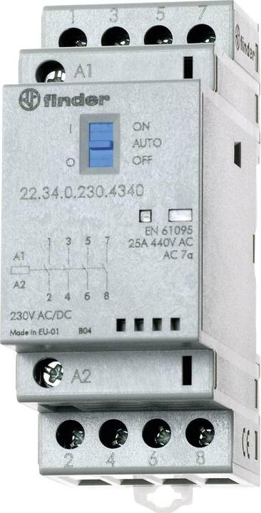 Produktbild Finder Installationsschütz Serie 22, 25 A 22.34.0.230.4640 2 Schliesser/2 Öffner (30/110/220 V) 25/5/1 A