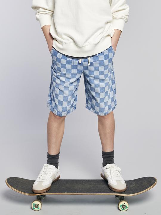 Produktbild Jonen Jungen Jeans-Bermudas mit Schachbrettmuster in Loose-Fit (128)