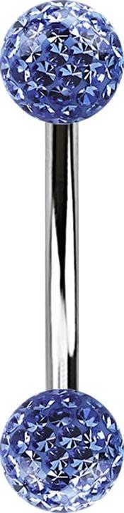 Actual product image Star Piercing Banana silver with two crystal balls light blue Epoxy protective layer (Surgical steel 316L)
