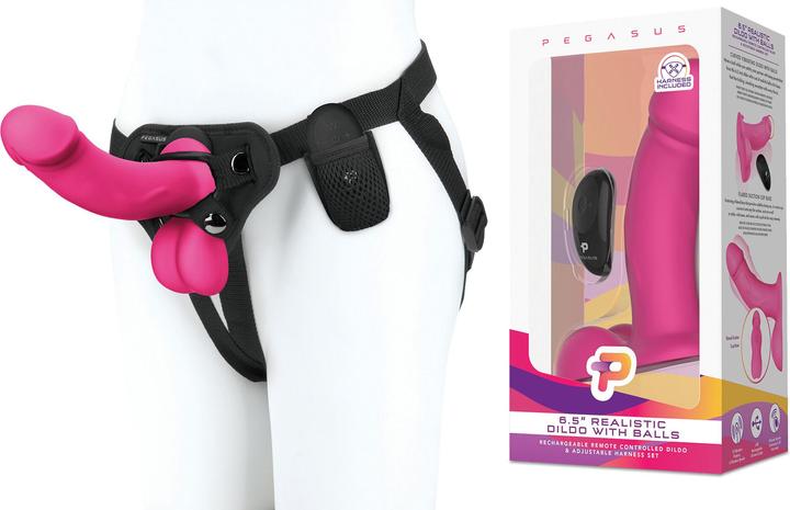 Actual product image Pegasus 6.5' Realistic Dildo with Balls & Harness Set